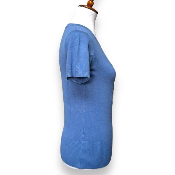 ModCloth Bright & Beautiful Sydney Dachshund Embroidered Knitted Top Blue M NWT - Picture 3 of 9